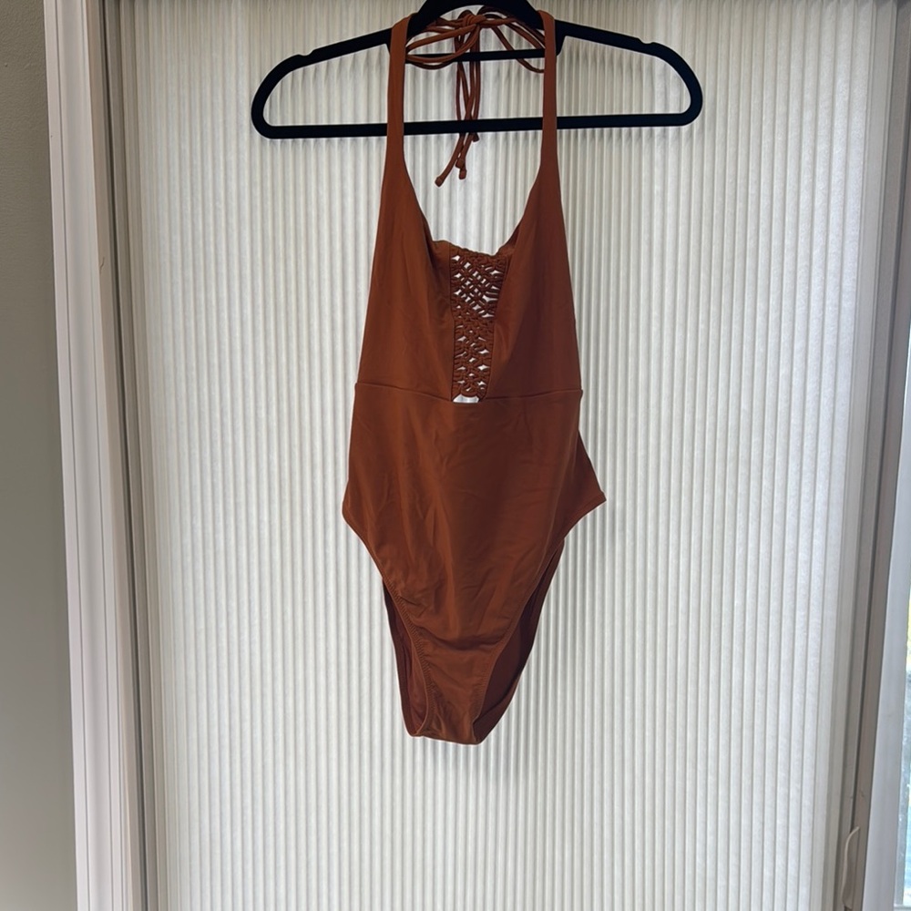 Stylish Brown One Piece Swimsuit